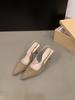 Sandalias negras elegantes de punta cerrada para mujer, zapatos de hadas, novedad primavera-verano 2024, zapatos franceses de tacón alto y puntiagudos de una sola capa.