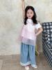 Ropa para Niños Weimu Conjunto para Niñas Verano 2026 Nuevo Estilo Coreano Camiseta de Manga Corta Cubre-traje Pantalones de Pierna Ancha Ropa para Bebés