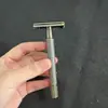 RZACLEA Navalha de Segurança Vintage de Lâmina Dupla, Design de Abertura Giratória com Cabeça de Liga de Zinco e Cabo de Cobre, Barbeador Manual Reutilizável com Lâmina Substituível para Depilação Masculina