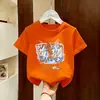 Camiseta de manga corta estilo coreano holgada de verano para niños mayores, versátil y moderna, algodón puro con estampado de letras para niñas