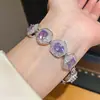 Pulseira de Zircônia Roxa Redonda, Luxo Leve, Nicho, Alta Qualidade, Pulseira Exquisita, Estilo Palaciano, Joia de Mão Versátil Atacado