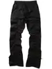 Pantalones Casuales Rectos Plisados Estilo High Street para Hombre, Diseño de Marca de Moda con Cordón, Corte Holgado, Pantalones Largos Ligeramente Acampanados para Primavera y Otoño