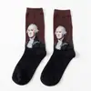 Calcetines Transfronterizos Nuevos de Moda Calcetines para Hombre Mona Lisa Personalizados Literarios Retro Pintura al Óleo Europea y Americana Estrella Algodón Calcetines para Hombre de Caña Alta