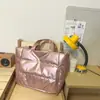 Bolsa de color liso, bolso de mano de gran capacidad, bolsa ligera de plumón para mujer, bolsa de equipaje, bolso cruzado, bolsa de tela de algodón