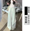 Pantalones de pierna ancha de seda de hielo blancos estilo puff de leche para mujer, primavera verano 2026, nuevos de cintura alta, caída fluida, casual, pierna recta, texturizados, pantalones Yamamoto