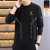 Moletom Masculino Gola Redonda 380g, Novo Produto de Inverno, Modelagem Solta, Forrado com Fleece, Manga Longa, Pulôver, Camiseta Básica Versátil