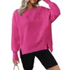 2026 Ropa de mujer transfronteriza europea y americana Amazon otoño e invierno nueva sudadera casual suelta versátil de cuello redondo y manga larga con abertura
