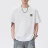 Roupas Masculinas Shanggu Verão Mais Vendido Camiseta Masculina de Algodão Puro Pesado com Bordado, Moderna de Caimento Solto, Gola Redonda Versátil, Manga Curta Tamanho Grande