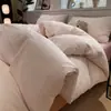 Conjunto de Quatro Peças de Algodão Puro Simples Japonês Estilo Muji Conjunto de Três Peças Listrado de Algodão Lavado Capa de Edredom Jacquard de Algodão Bolha