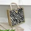 Bolsa de Menina Tecida Outono Nova Bolsa Listrada Simples Lancheira 2021 Linho Bolsa Pequena para Mulheres