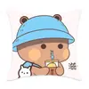 Nova almofada lombar de urso fofo de desenho animado para sofá de casa, impressão de imitação, almofada lombar super macia, atacado