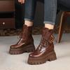 Botas Martin Novas de Outono e Inverno com Rebites e Aumento Oculto de Altura, Botas de Cano Alto com Solado Grosso, Sapatos Casuais Versáteis Femininos de 10cm