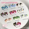Joias para Unhas Artísticas Gato Kt de Chapéu Popular Desenho Animado Cabeça de Gatinho de Resina Vermelho Rosa Azul Diamante para Unhas DIY Usável Acessórios