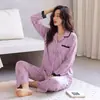 Algodón PuroPijama Nuevo de Mujer para Otoño con Mangas Largas y Estampado, Conjunto de Ropa de Casa con Cuello Camisero para Primavera y Otoño con un Toque de Lujo