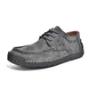 Sapatos Casuais de Couro Costurados à Mão para Homens Estilo Retrô com Cadarço Bico Largo Solado Macio Respiráveis Calçados Slip-on Moccasins de Condução Estilo Britânico