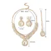 4 px Exagerado Traje de Collar y Pendientes de Aleación con Pedrería Europeo y Americano para Damas Accesorios de Lujo de Cristal para Banquete Boda