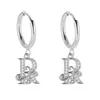 Pendientes de Acero Inoxidable Chapado en Oro 18K con 26 Letras, Pendientes de Zirconia con Forma de Ola de Lujo, Pendientes Elegantes