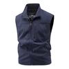 Chaleco nuevo transfronterizo para hombre con cuello alto, multibolsillos, cortavientos para exteriores, chaleco deportivo informal para compra en grupo, se puede imprimir logotipo