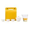 Bol de porcelana blanco alto una tetera de tres tazas taza de té de cristal bolsa amarilla pequeña juego de té portátil para viajes traje regalo de inauguración
