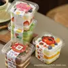 Caja Cuadrada para Pastel Caja de Empaque Postre Tiramisú Pasta de Taro Mochi Frasco de Hilo de Carne Taza para Mousse Taza de Salvado de Madera