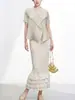 Conjunto plisado único, hermoso e impresionante para mujer de alta gama, un conjunto completo de dos piezas que consta de un cárdigan y una falda