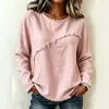 2026 Ropa de mujer europea y americana sitio independiente de Amazon otoño e invierno nuevo camiseta de manga larga de encaje empalmado con cuello redondo top casual