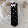 25 Calcetines Nuevos de Otoño con Lunares y Felpa de Gato Estilo Coreano para Mujer Calcetines de Media Pantorrilla Sin Costuras Calcetines de Felpa Lindos de Dibujos Animados para Mujer