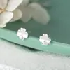 Pendientes de Plata de Ley S925 Nalan Estilo Coreano Modernos Simples Elegantes Exquisitos con Incrustaciones de Diamantes en Forma de Corazón de Cuatro Hojas M07629