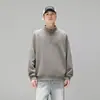 Sudadera Casual con Cremallera Media y Cuello Alto con Forro de Polar, Top Deportivo Cálido, Sudadera de Color Sólido de Invierno en Stock para Hombre, Forrada de Polar de 400g