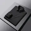 Recomendación popular: Camisa de manga larga estilo business casual con diseño de botones y cuello a rayas claras y oscuras, camisa para hombre