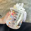 Taza de agua de plástico gran capacidad Taza Barriga Grande ins alto valor de color Taza de agua al por mayor con pajita portátil práctica