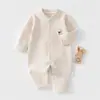Roupas de Engatinhar para Meninos e Meninas Bebês para Primavera e Outono, Macacão de Bebê Liso Classe A, Roupas Respiráveis Próximas ao Corpo para Recém-nascidos