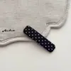 Presilha de Cabelo Triangular com Bolinhas Pretas e Brancas Estilo Coreano, Presilha Lateral de Tecido Versátil, Presilha Bb para Franja, Requintado Acessório para Cabelo Lateral