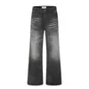 Calça Jeans Longa Masculina Retro Americana Degradê Desbotado Lavado High Street Tendência Amassada Desgastada Perna Reta Solta Casual