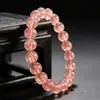 Pulsera de cristal de fresa de alta calidad 7A, cuentas de cristal, pulsera de cuentas hecha a mano, cuentas de color rojo sangre de paloma, pulsera de cristal de hielo de 8 mm