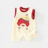 Traje de bebé y niño pequeño con dibujos animados de payaso, sin mangas, bolsa, ropa gorda, traje de escalada, nuevo y cómodo de verano.