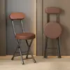 Silla plegable, taburete, silla para el hogar, taburete para mesa de comedor, taburete alto, taburete redondo pequeño, taburete con respaldo, simple y sencillo plateado