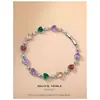 Pulseiras Coloridas Personalizadas de Zircônia Europeias e Americanas, Venda Quente Transfronteiriça, Joias de Mão Femininas de Alta Moda e Versáteis, Atacado de Fábrica
