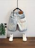 8028 Pantalones Cortos de Mezclilla para Niños 2026 Verano Nuevos Estilo Coreano Casual de Longitud Media para Niños Pantalones de Verano Modernos para Bebés