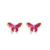 Pendientes de botón de mariposa de filigrana azul quemado de plata S925, Pendientes de mujer de estilo fresco, únicos y de moda