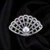 Broche de Vieira com Zircônia e Pérolas de Água Doce, Sensação de Luxo Leve e Alto Padrão, Broche de Pinos Exquisito de Alto Padrão, Acessório de Roupa para Mulheres