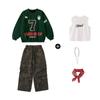 Roupas de Moda Infantil Hip-hop Conjunto de Moletom Largo para Meninos Fantasia de Dança Fantasia de Performance Hip Hop Infantil para Meninas