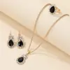Conjunto Três Peças de Joias de Noiva Colar, Brincos e Anel Novo Estilo Europeu e Americano Gota d'Água Coração Strass Conjunto Direto do Fabricante