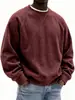 Moletom com Gola Redonda Canelado Novo Outono/Inverno 2026 Cruzado Europeu e Americano Masculino Manga Longa Pulôver Solto Casual