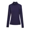 Blusa Feminina Manga Longa Gola Meia-Alta Estilo Coreano, Nova Primavera 2026, Slim Fit, Valoriza a Silhueta, Camiseta Básica com Base de Ombro Regular