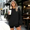 Logo personalizado, estilo europeo y americano, comercio electrónico transfronterizo, color sólido, corte holgado, casual, sudadera con cuello redondo, sudadera de punto de color sólido, estilo mujer