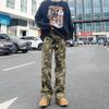Pantalones vaqueros de trabajo de camuflaje para hombre, pantalones rectos de nicho de marca de moda americana de primavera y otoño, pantalones largos holgados de pierna ancha de calle alta