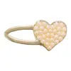 Pinza para el pelo pequeña de corazón con pedrería de perlas, simple, linda, versátil, para niña, pinza de pico de pato, pasador lateral, pinza para flequillo, accesorio para el cabello