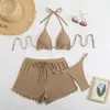 Nuevo Traje de Baño Dividido Sexy Bikini Europeo y Americano de Tres Piezas Boxer Ajustado Conservador Adelgazante Ropa de Baño Transfronteriza de Amazon
