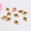 Relleno de Oro de 14K Micro-Pavimentado Circonita Trébol de Cuatro Hojas Doble Anillo Enlazador Pendientes Pulsera DIY Accesorios de Joyería Material
